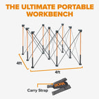 Centipede 4x4 Foot Portable Work Bench Folding Work Table for Garage