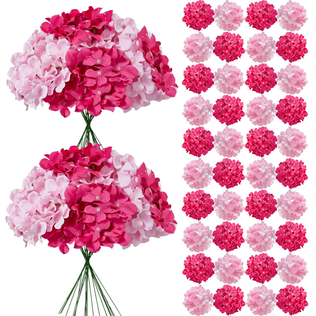 65Pcs MixedPink Hydrangea Artificial Flowers Bulk