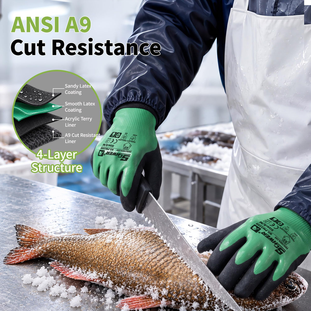 Waterproof Winter Work Gloves A9 Cut Resistant, PM3399, XL