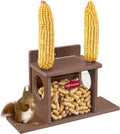 Squirrel Feeder Box for Outside, Recycled Plastic Squirrel Feeder Box with Corn Cob Holders, Easy to Refill & Clean