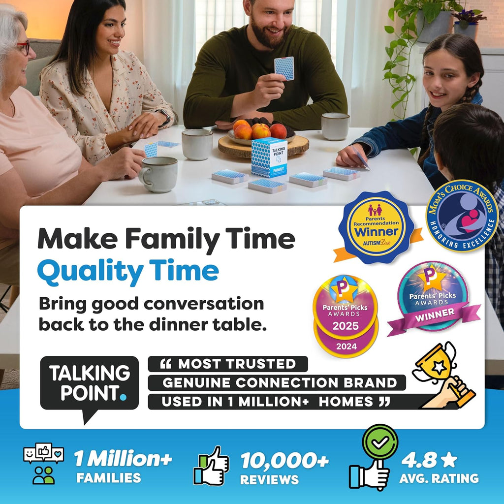 200 Family Conversation Cards for Kids, Teens & Adults - Question Card Game | Fun screen-free connection; dinner