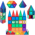 Magnetic Tiles for Kids, 60 Pc Magnet Blocks with ABC Click-ins, STEM Development Building Toys for Boys Girls &