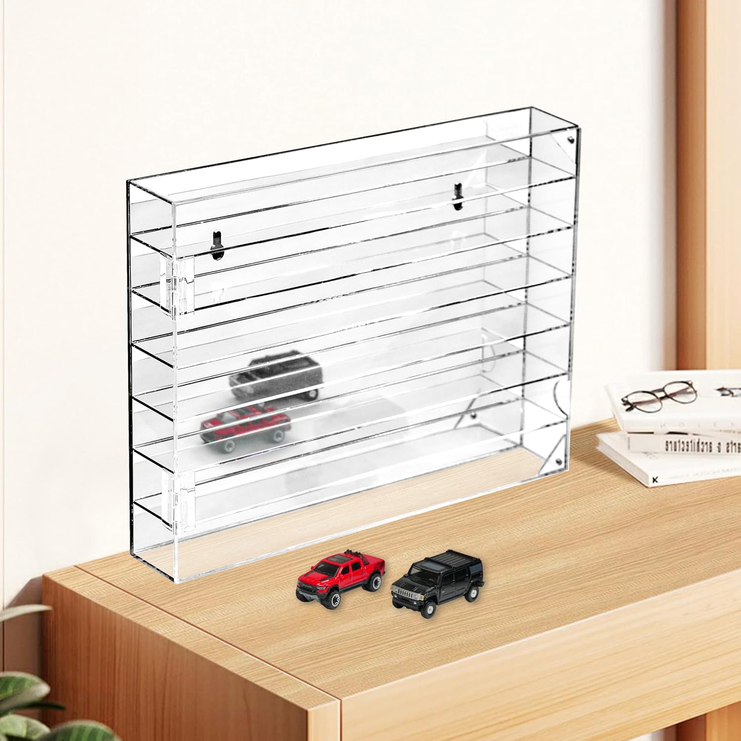 Model Car Display Case for Toy Cars, Matchbox Cars,1/64 Scale Diecast Display Case,Wall Mount,Mirrored Back,Hot 1/64