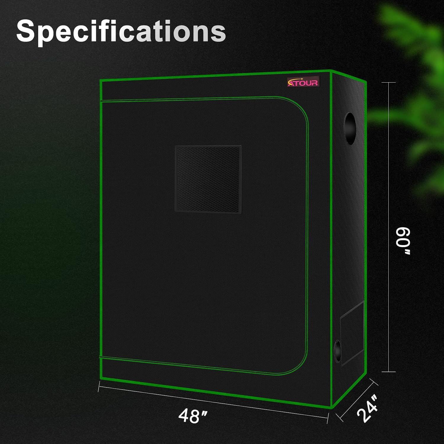48”x24”x60” Grow Tent, Reflective 600D Mylar,Hydroponic Grow Tent with Observation Window and Floor Tray for Indoor