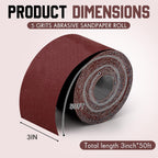 250ft 3" Wide Drum Sander Emery Cloth Roll 80 150 240 320 400 Grits