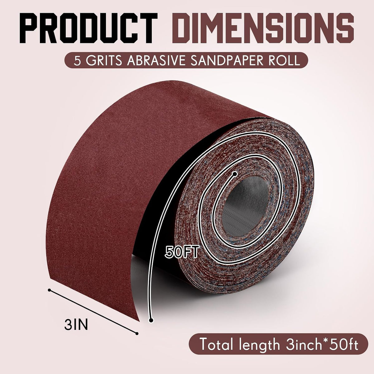 250ft 3" Wide Drum Sander Emery Cloth Roll 80 150 240 320 400 Grits