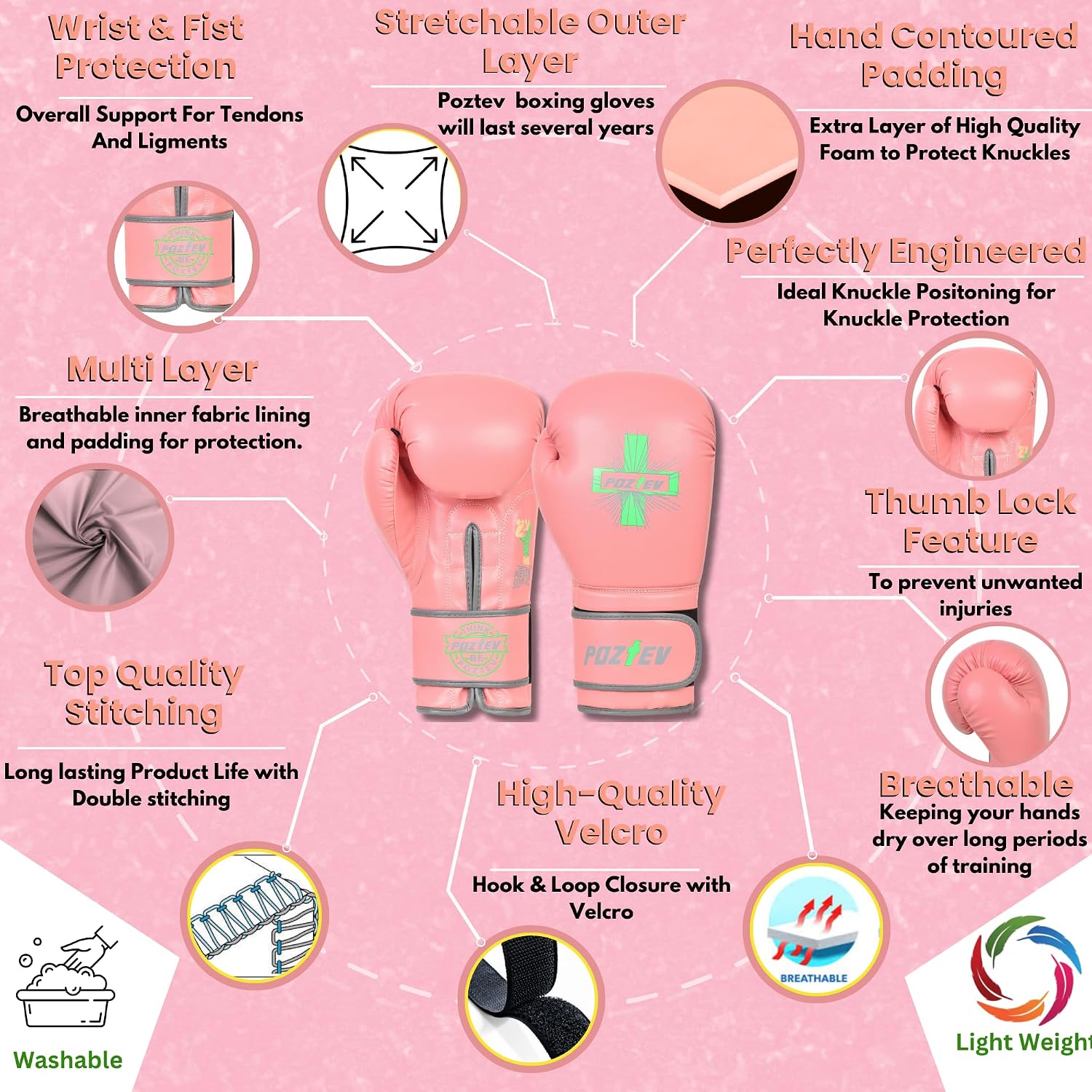 Boxing Gloves for Men & Women Professional Workout Gloves for Sparring, Heavy Bag Training - Muay Thai Focus Mitts