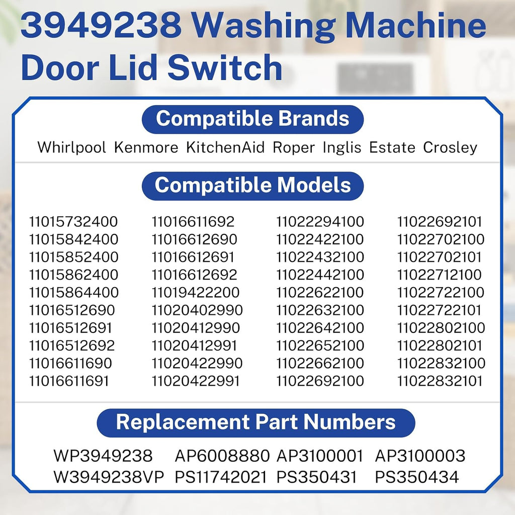 3949238 Washing Machine Door Lid Switch, for Whirlpool, Kenmore