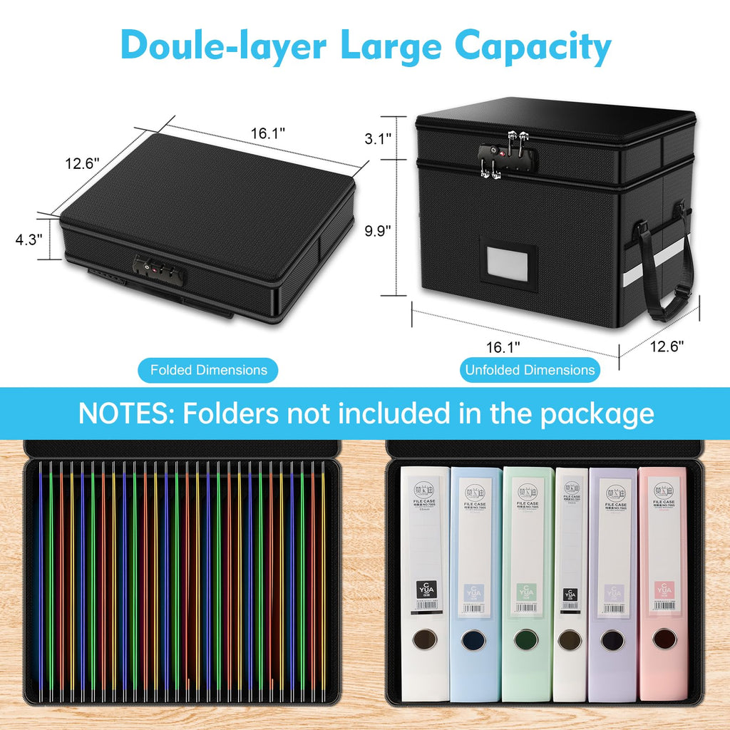 2 Layer Fireproof Document Box with Lock for Letter/Folder/Certificate