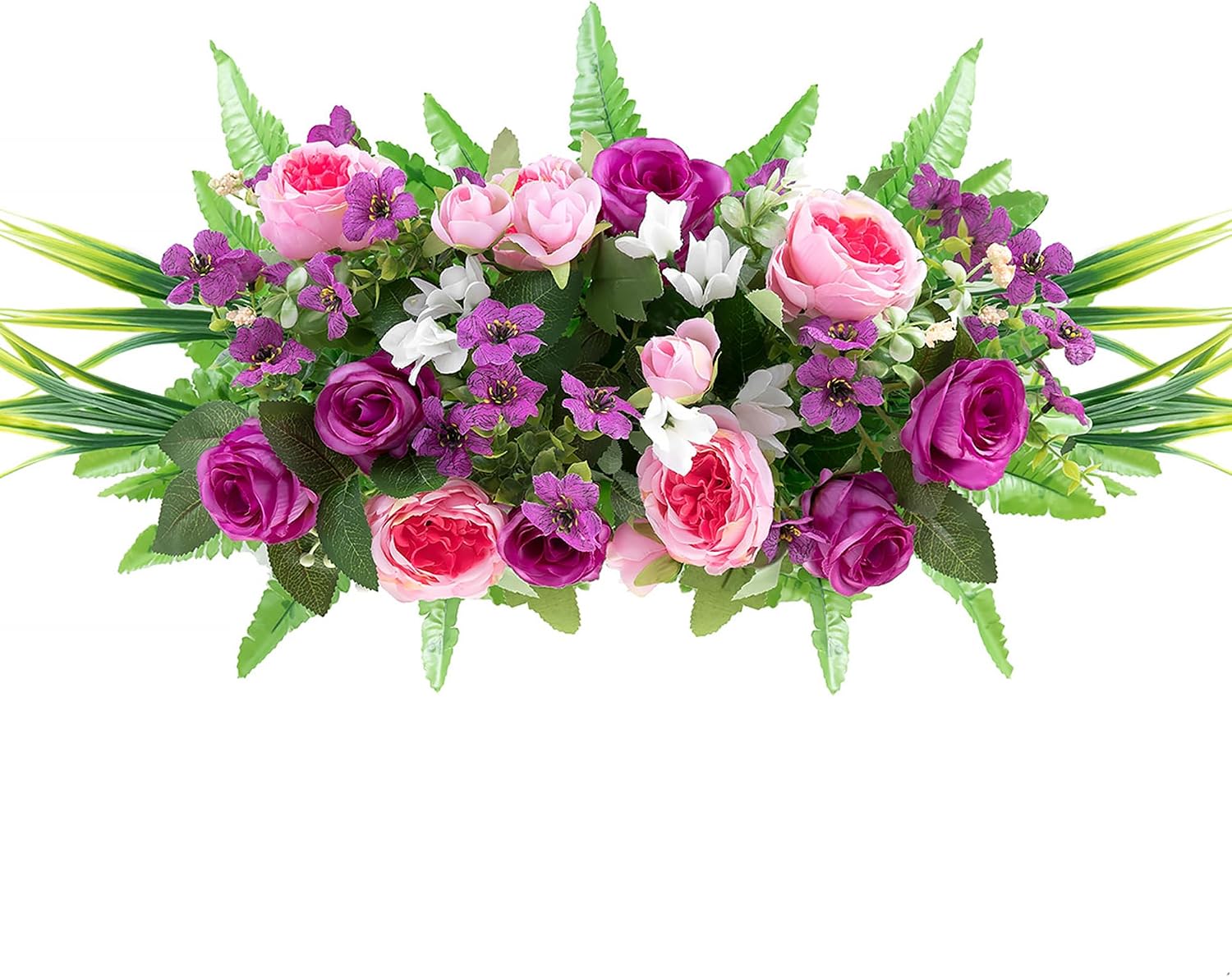 Artificial Cemetery Flowers with Stake: Pink Purple Grave Decor