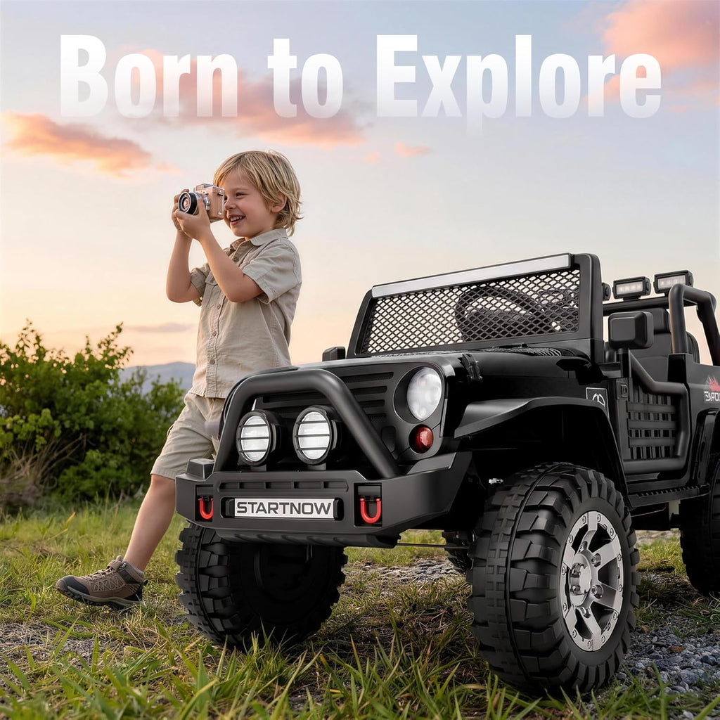 24V 4WD Ride on Truck Car w/800W Motors, 2 Seater, Remote Control, Gift Flower, 3 Speeds, Pop Music, Power 4 Wheels
