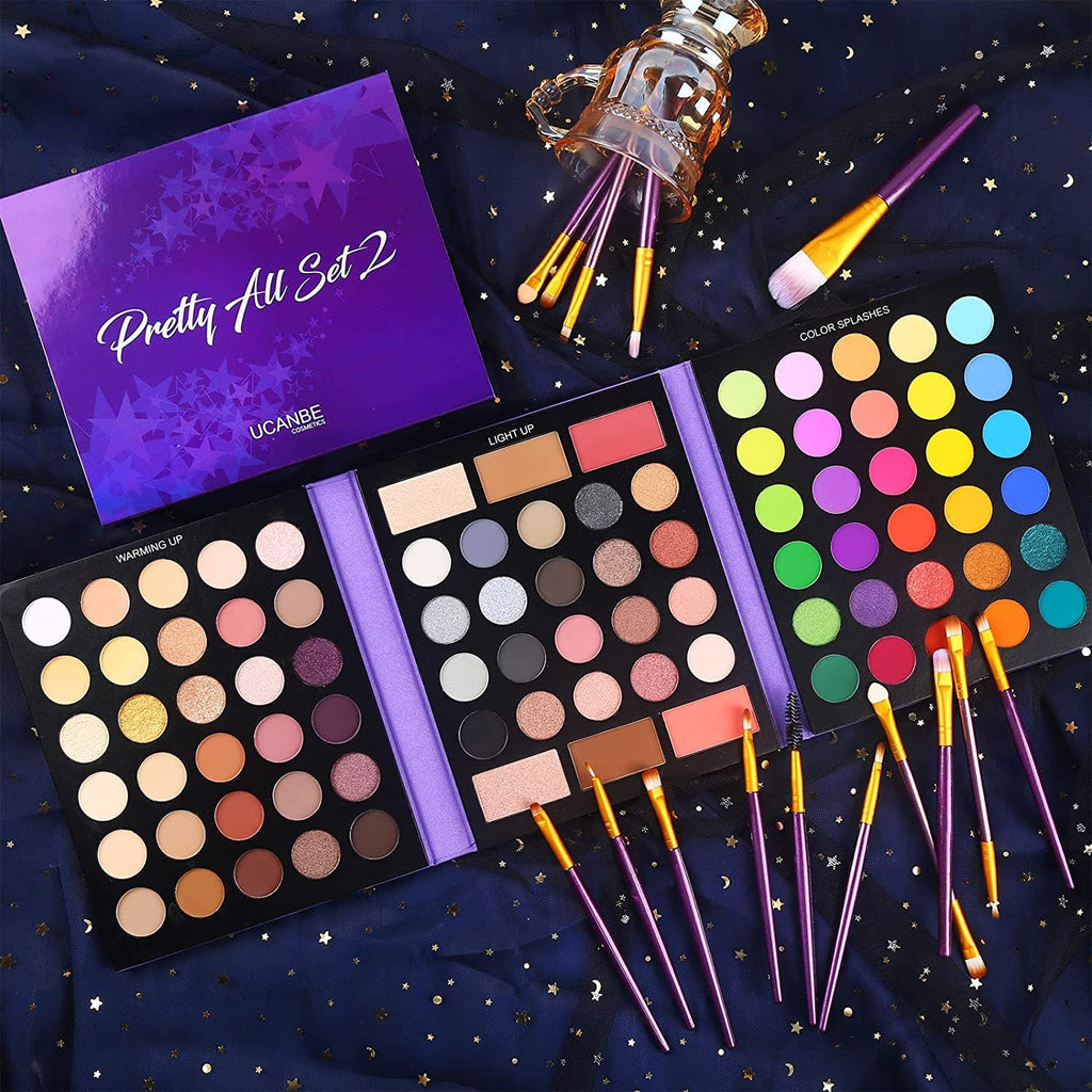 86 Colors Nude Eyeshadow Palette with 15pcs Makeup Brushes Set, Matte Glitter Long Lasting Highly Pigmented