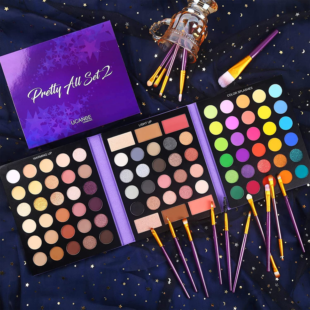86 Colors Nude Eyeshadow Palette with 15pcs Makeup Brushes Set, Matte Glitter Long Lasting Highly Pigmented