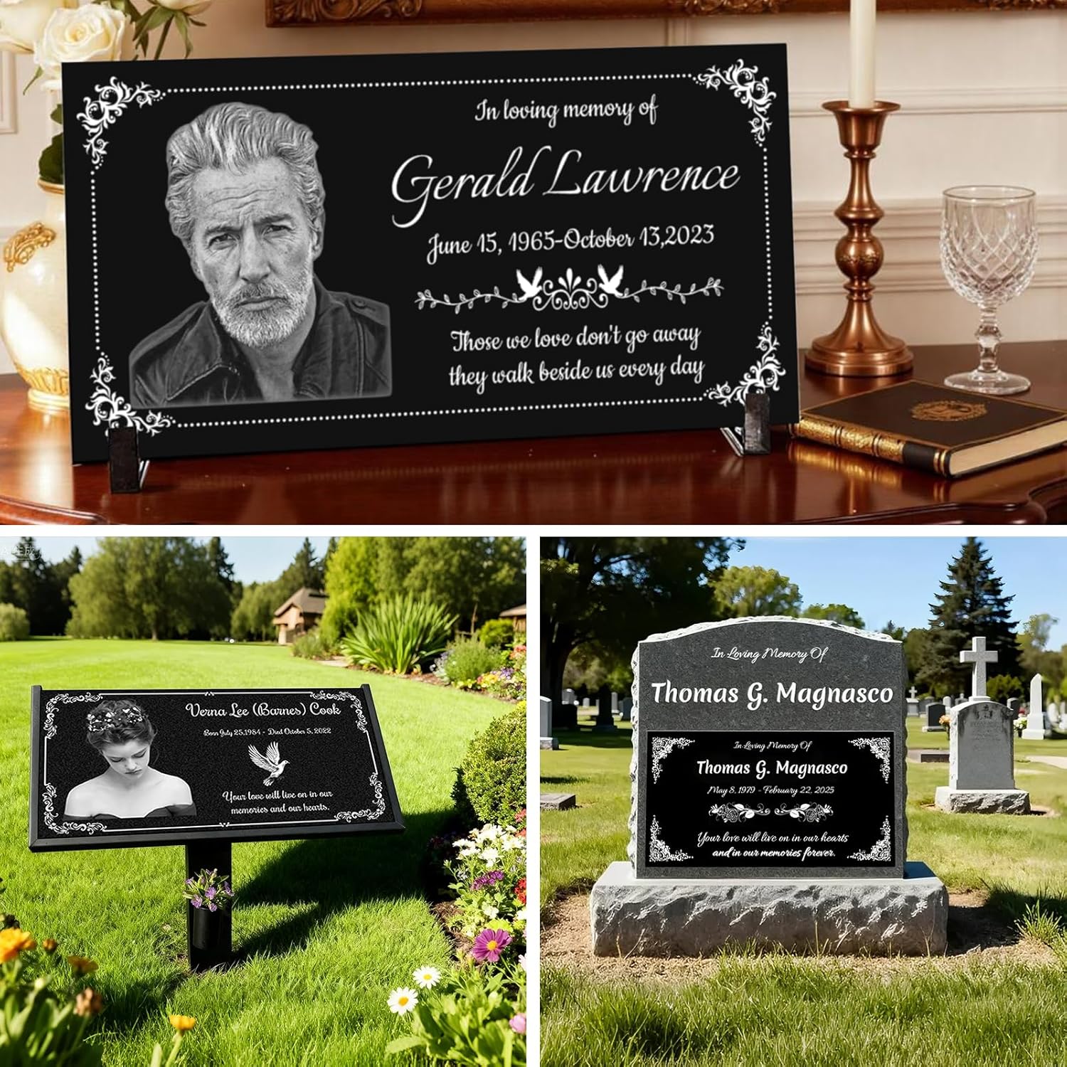 Headstones for Graves with Photo Personalized,12 x 6" Temporary Grave Markers for Cemetery for Humans Memorial
