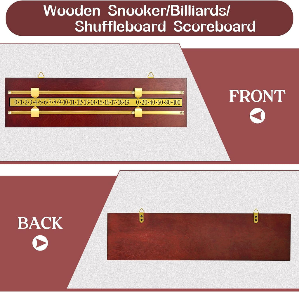 Wooden Wall-Mounted Scoreboard for Snooker,Billiards, Pool Table and Shuffleboard Games - Classic Score Keeper for