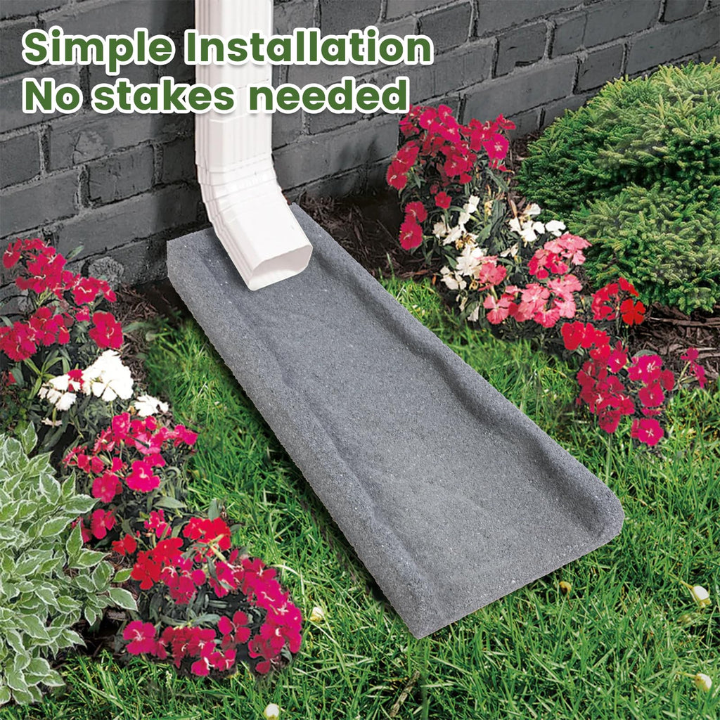 2 Pack Rubber Downspout Splash Block Rain Gutter Down Spout Drain Trays Gray