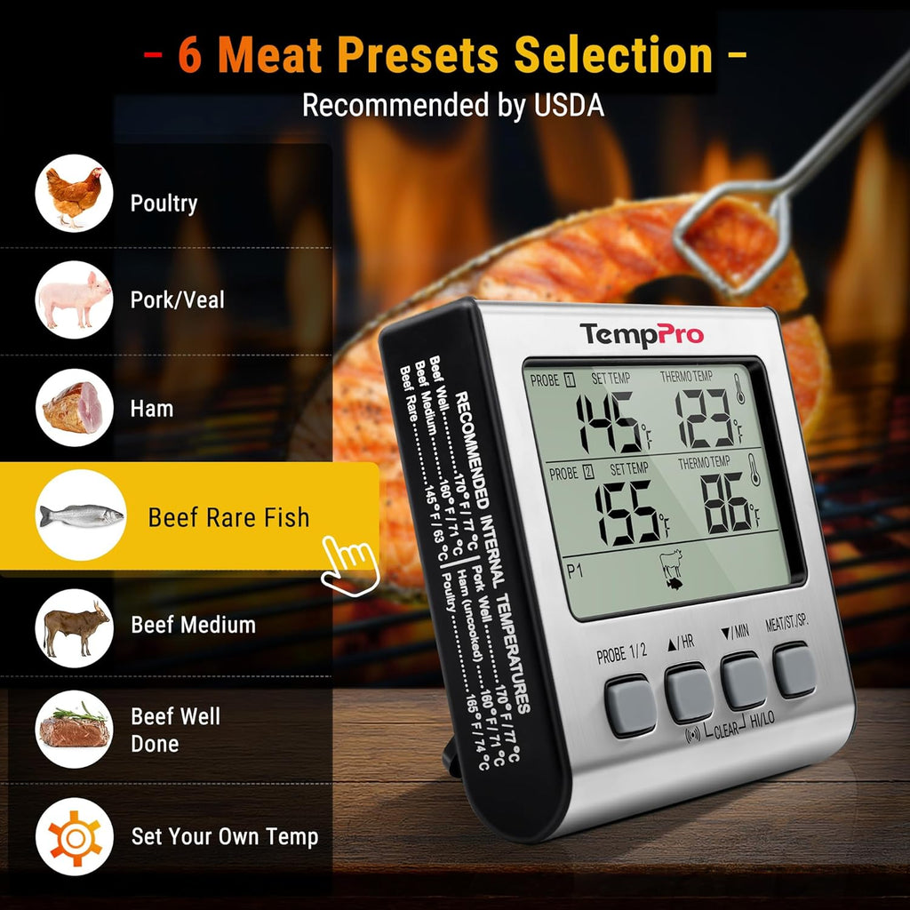 TempTrack Digital Cooking Meat Thermometer with Dual Meat Probe