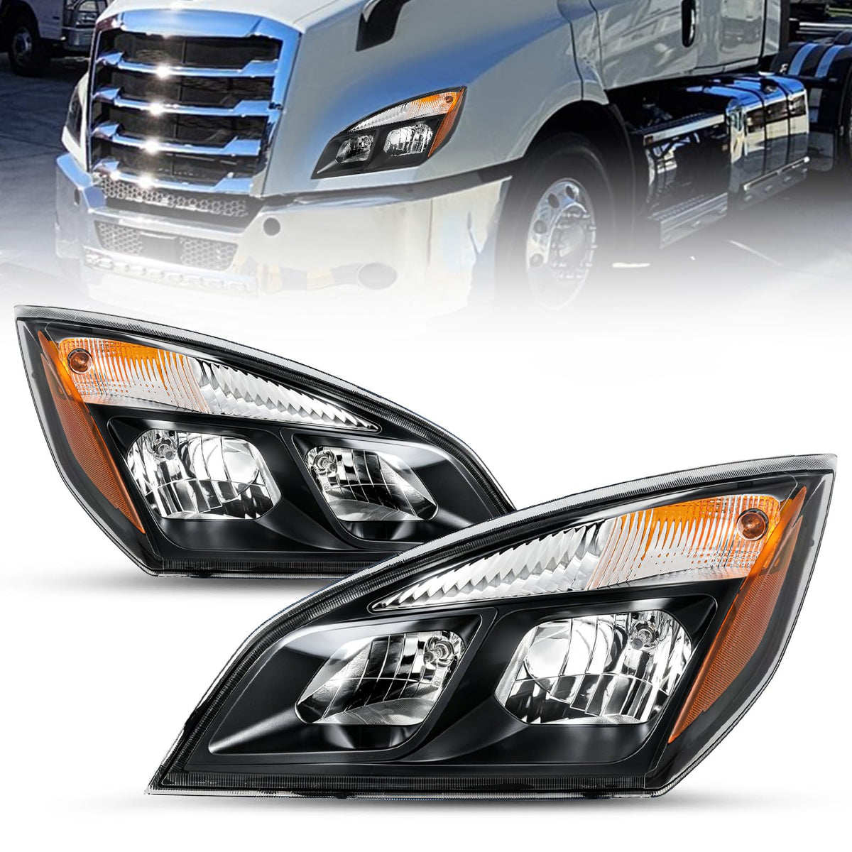Halogen Headlights Assembly for 2018-2024 Freightliner Cascadia