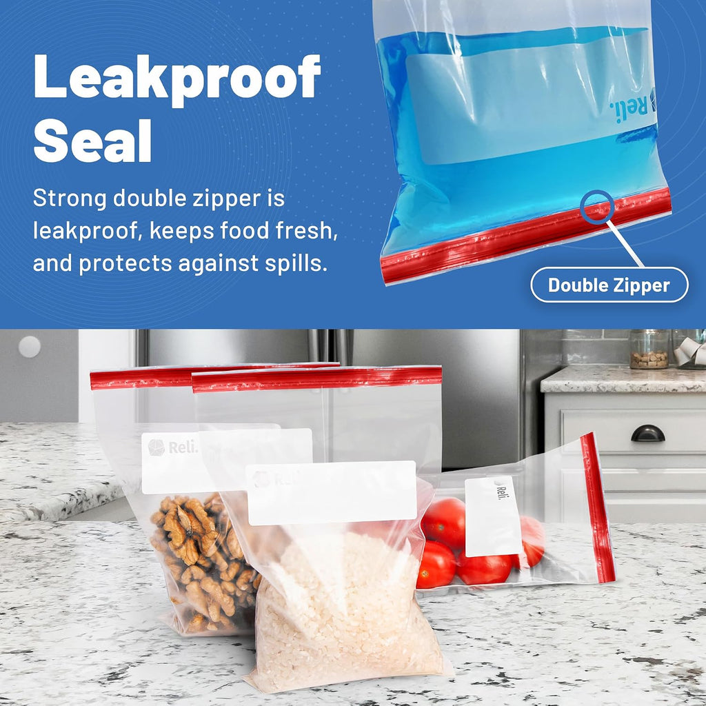 2 Gallon Food Storage Bags (150pk) | Resealable Storage, 2 Gal Size