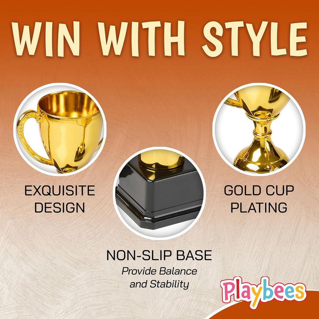 Fun Gold Plastic Trophies - 6 Pack - 7 Inch - Award Trophy Cup Set for Superstar Kids - Champion Celebrations, Sports