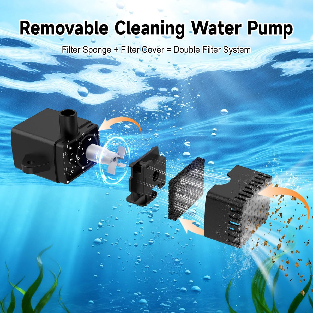 Solar Fountain, 3-Level Adjustable Water Height, 3.5W Glass Powerful Outdoor Fountain Pump with Rotating Rods & 7