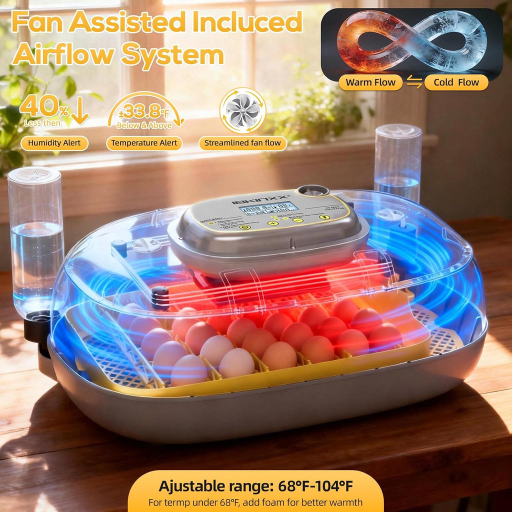 Incubator for Hatching Eggs - 24 Egg Capacity, 360° Viewing for Chicken