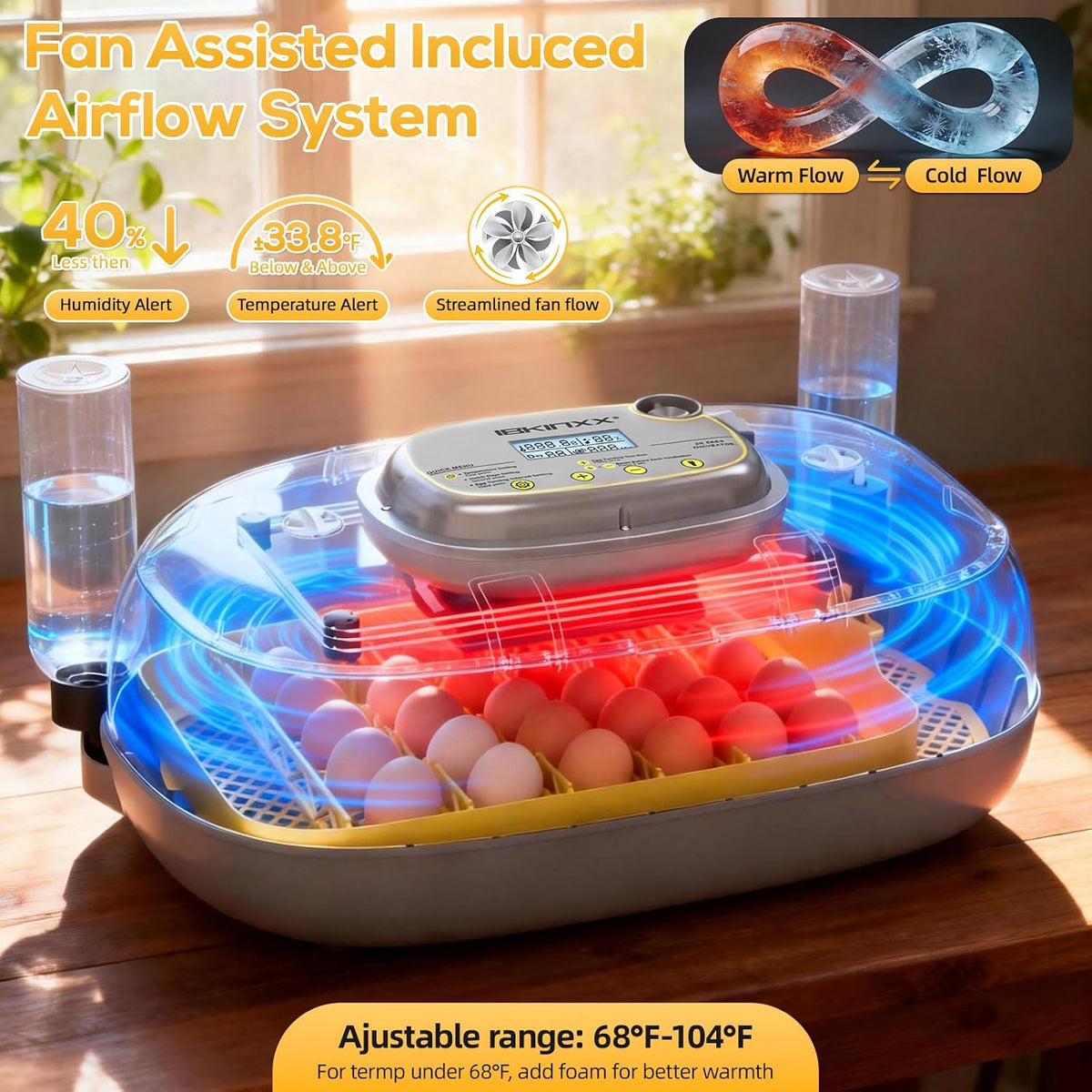 Incubator for Hatching Eggs - 24 Egg Capacity, 360° Viewing for Chicken