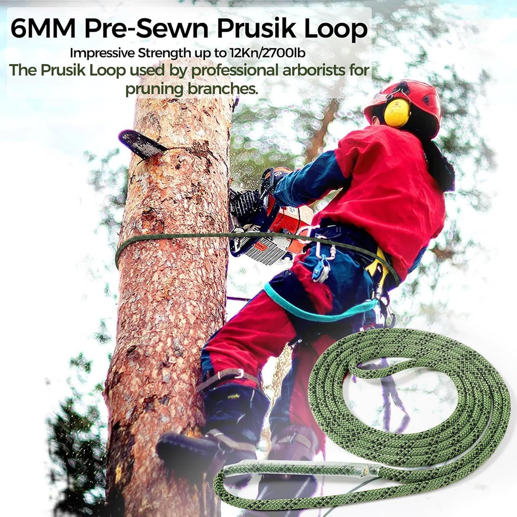 6mm 1/4" Pre-Sewn Prusik Loop, Heat Resistant Endless Friction Hitch Cord | Aramid Hollow Braid Prusik Rope
