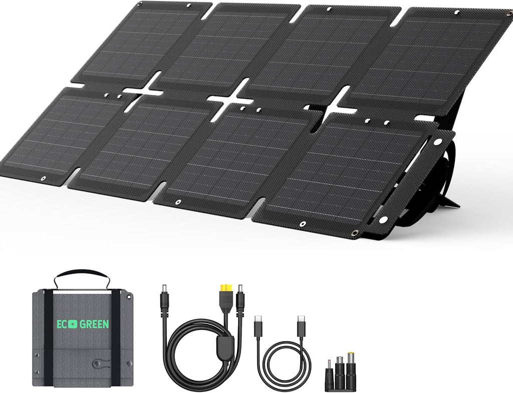 60W Portable Solar Panel for Camping, RV, Power Station Foldable | 60 watt Monocrystalline 24.8% High Efficiency