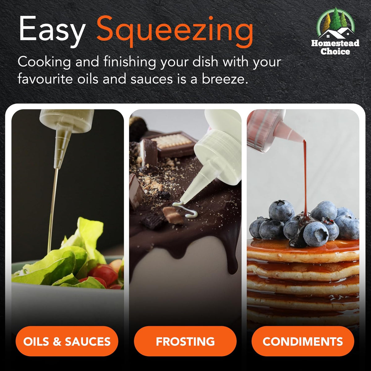 2-pack Plastic Squeeze Bottles for Sauces - 16oz Condiment Squeeze Bottles