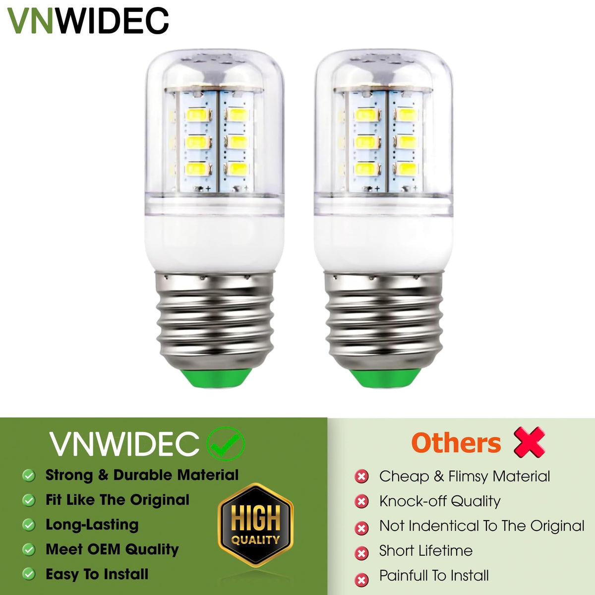 Refrigerator Light Bulb for Frigidaire FFSS2315TS1 FFSS2615TS3 FFSS2315TS0