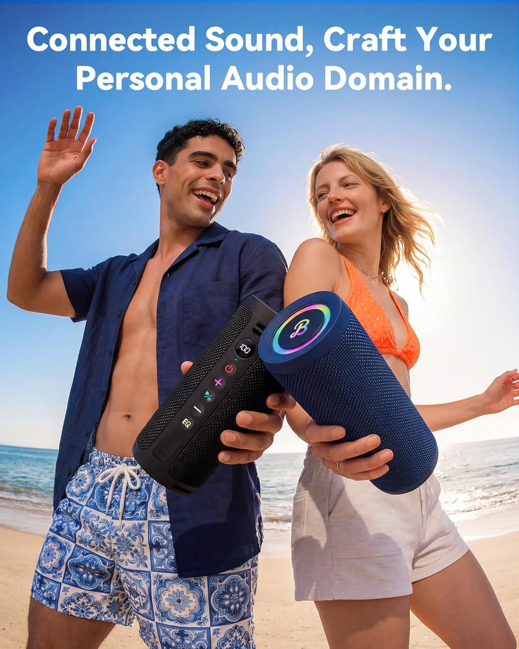 Roar 3 Portable Bluetooth Speaker,20W Powerful Sound with JIKE Bass,IPX6 Waterproof,24H Playtime,Bluetooth 5.4,RGB