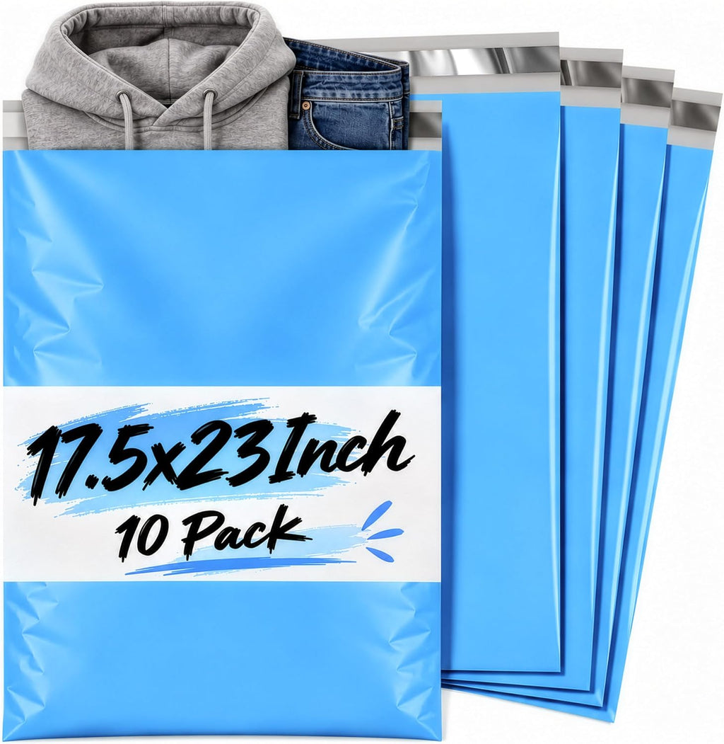 Large Poly Mailers 10 Pack, Shipping Bags, Mailing Bags, 17.5x23 Inch, Blue