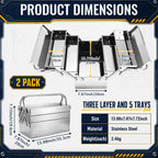 2 Pack Metal Cantilever Tool Box 3 Layer 5 Tray Folding Toolbox