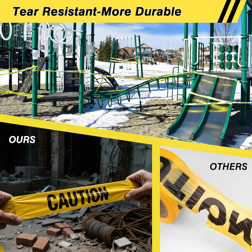 6 Rolls Premium Yellow Caution Tape, 3 Inch x 1000FT(Total 6000FT) Bright Hazard Tape with Bold Black Text for