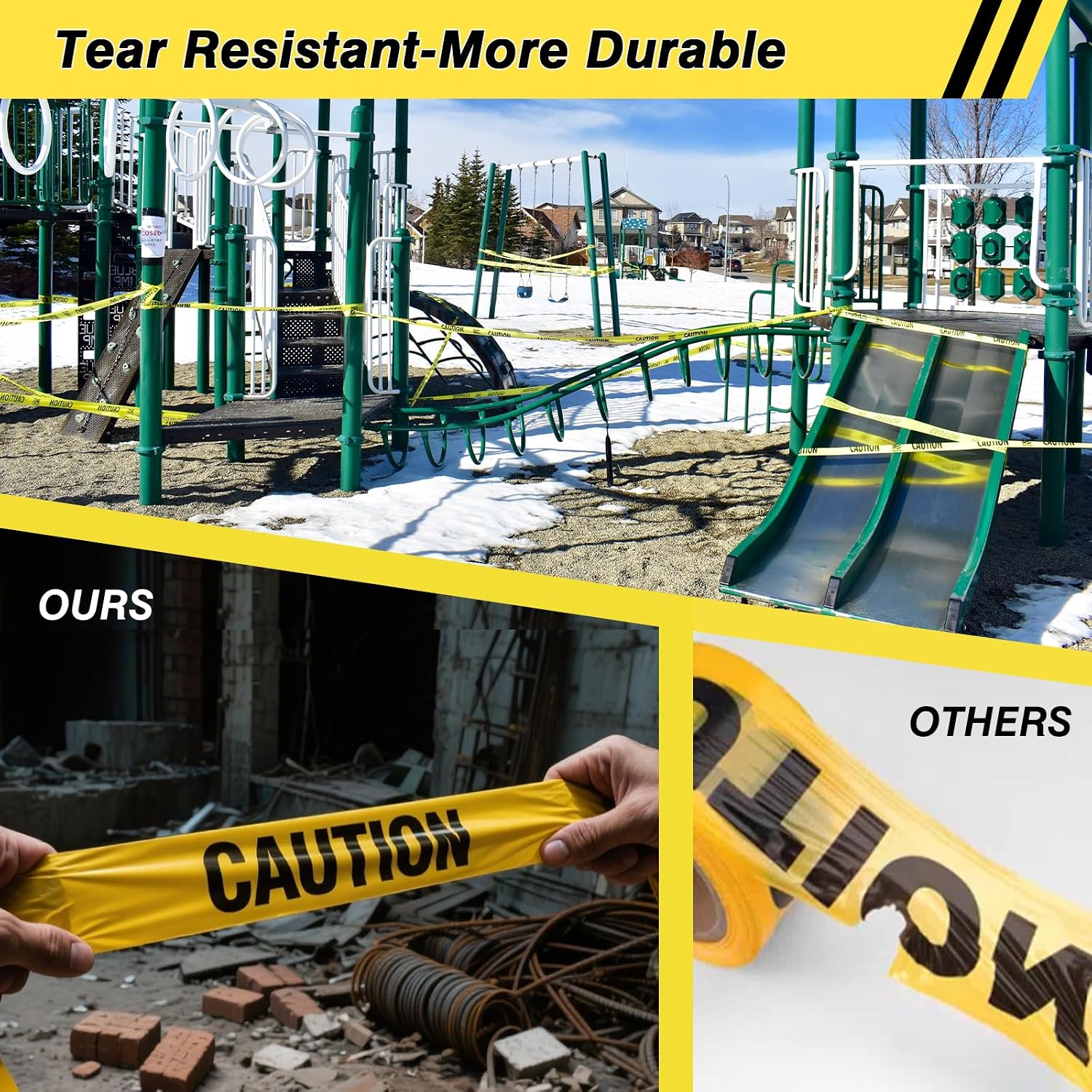 6 Rolls Premium Yellow Caution Tape, 3 Inch x 1000FT(Total 6000FT) Bright Hazard Tape with Bold Black Text for