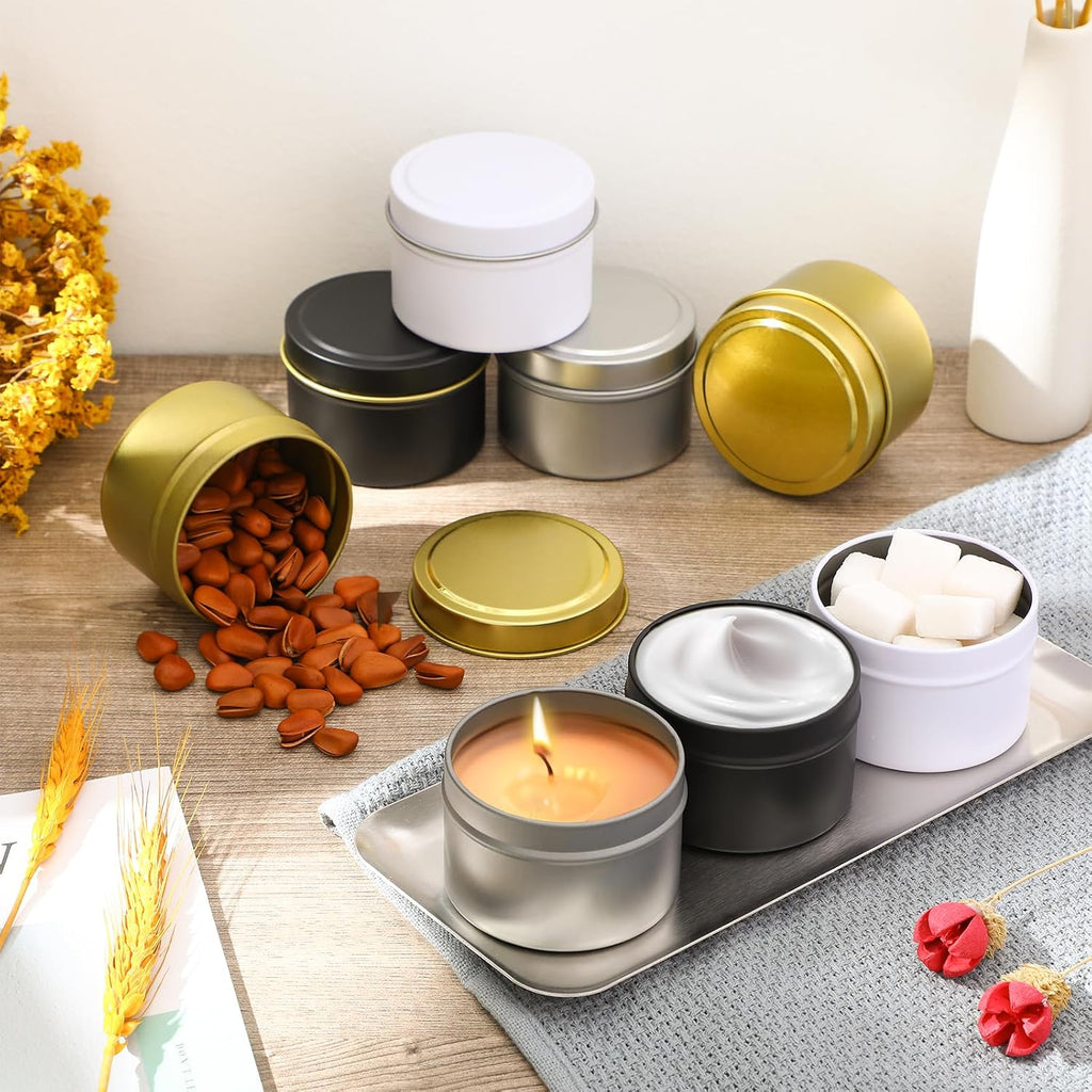 100 Pcs 4oz Candle Tins with Lids, Metal Jars for Candle Making