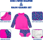 Baby Swim Diaper Sets 2-Pack, Long Sleeve Rash Guard UPF 50+