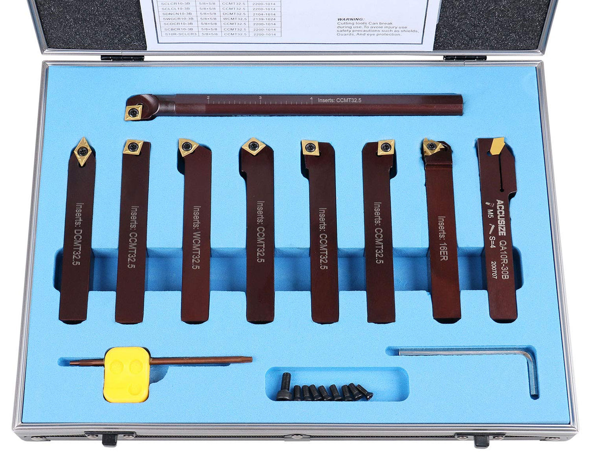 Accusize 5/8 in Shank Indexable Carbide Turning Tool Set, 2988-0058
