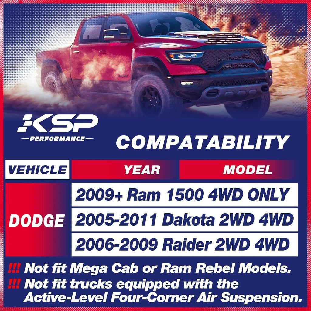 KSP 2.5" Leveling Kits for Ram 1500 2009-2026, 2pcs Front Aluminum Spacer