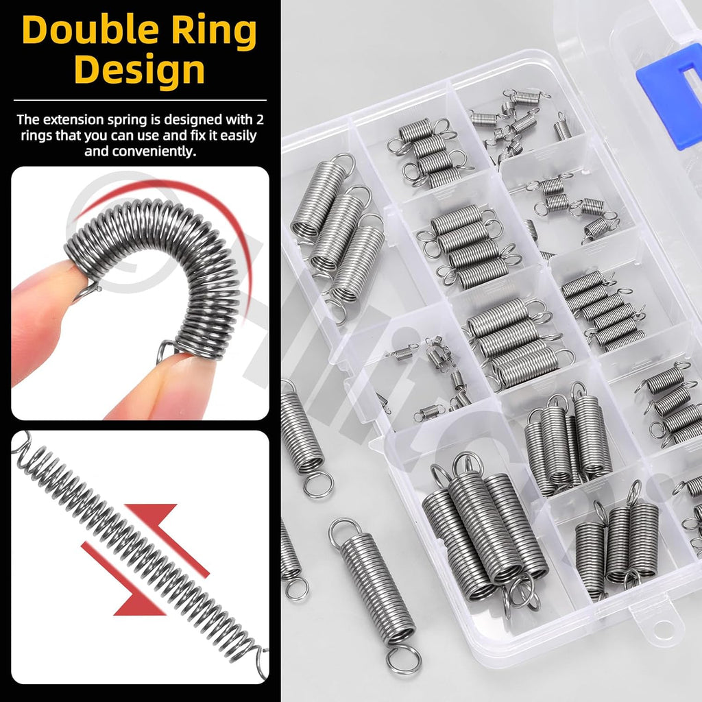 96Pcs 15 Sizes Extension Spring Assortment Kit Extension Spring Stainless Steel Springs Assorted Size Small Springs