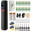 Complete Wireless Tattoo Gun Kit, Rotary Tattoo Pen with 1600mAh Dual Batteries, Liner & Shader Tattoo Supplies for