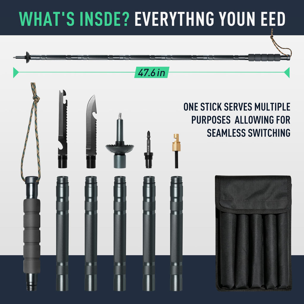 Tactical Hiking Stick Trekking Pole Multifunctional Aluminum