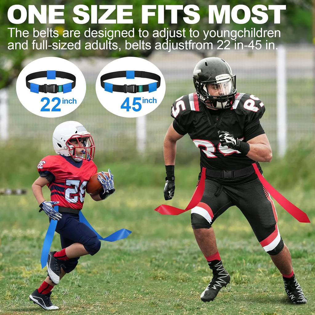 Flag Football Belts, Adjustable Sets for 2 to 20 Youth and Adult Players | Available in 2, 4, 10, 14 or 20-Piece