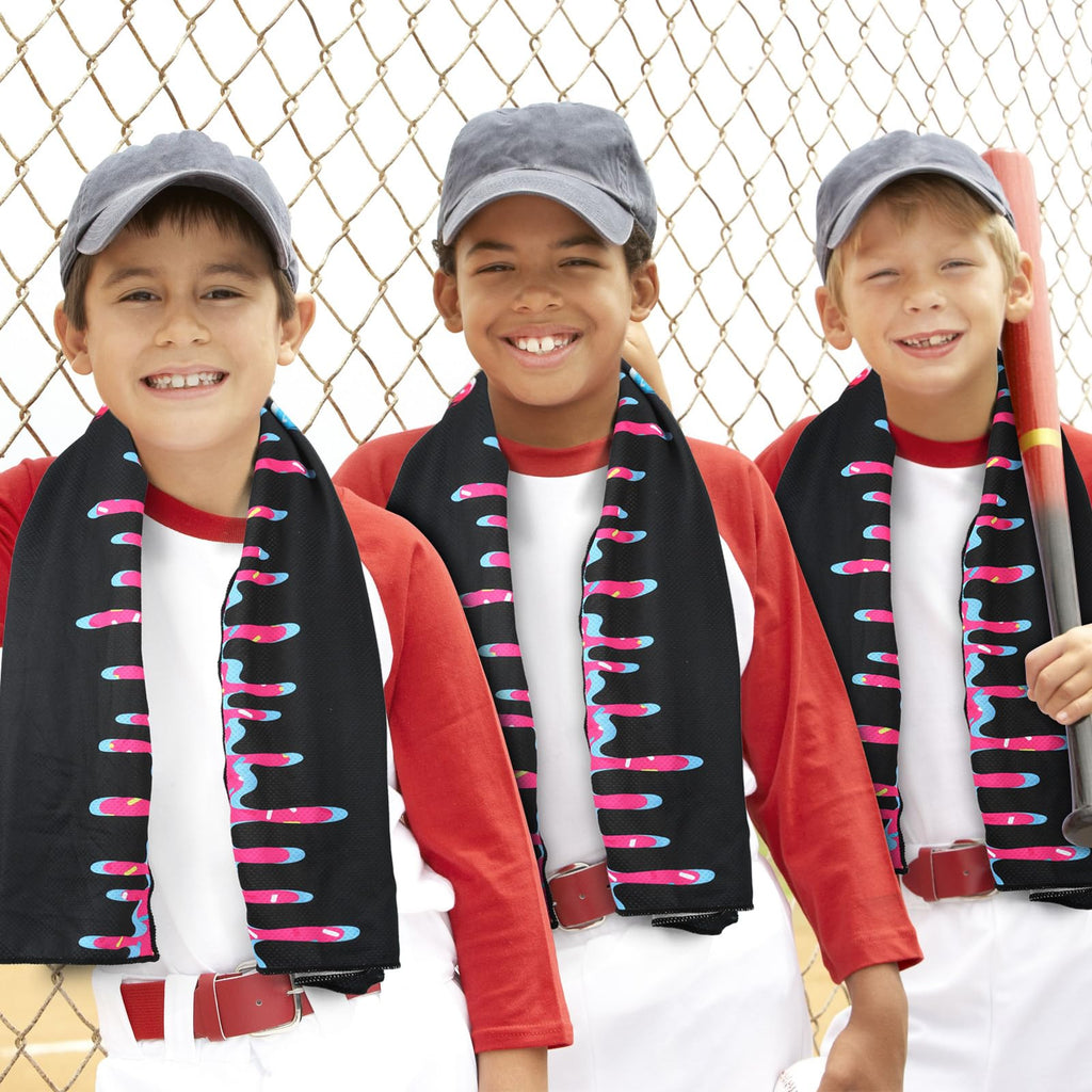 12 Pcs Baseball Cooling Towels Baseball Drip (Black)