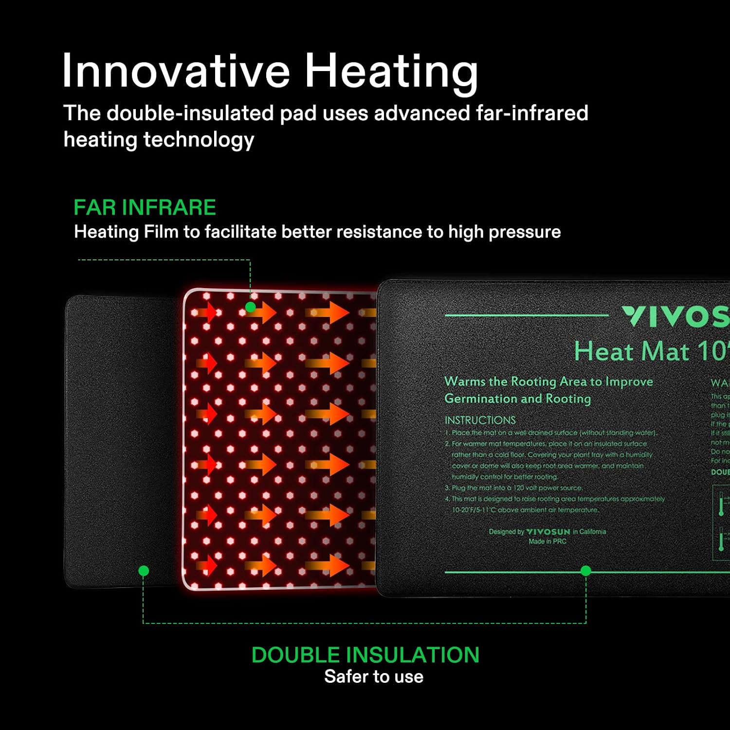 10" x 20.75" Durable Waterproof Seedling Heat Mat | UL & MET-Certified Warm Hydroponic Heating Pad for Germination
