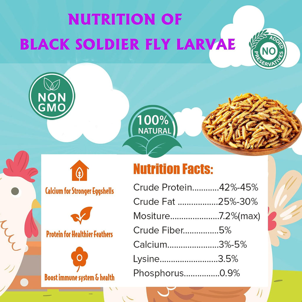 Dried Black Soldier Fly Larvae 10LB for Chicken Ducks and Wild Birds