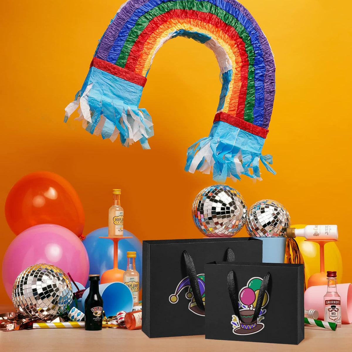 Gift Bags with Handles 12.5x4.5x11 Inch Large Black 25 Pack