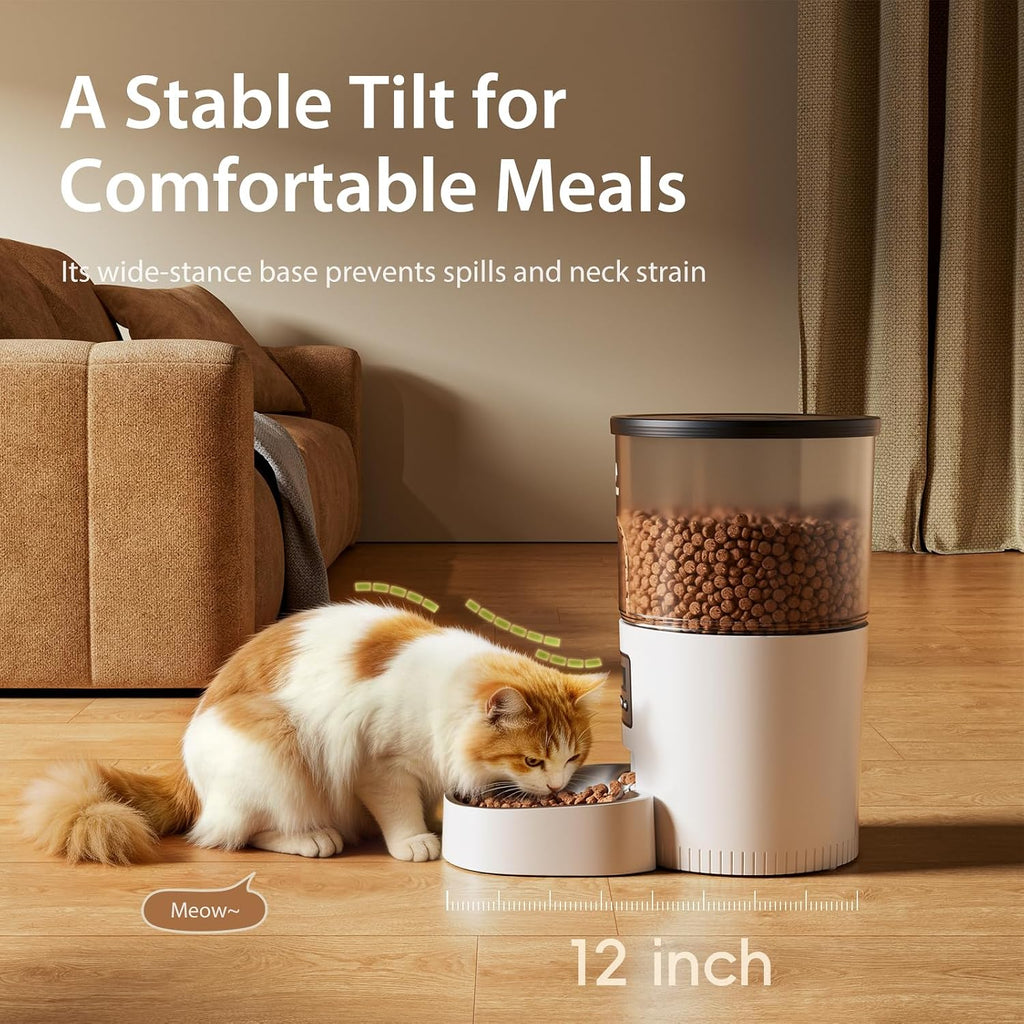 Automatic Cat Feeder, 3L Timed Pet Dry Food Dispenser with Clog-Free Design, Auto Feeder for Cats, 1-6 Meals Per Day