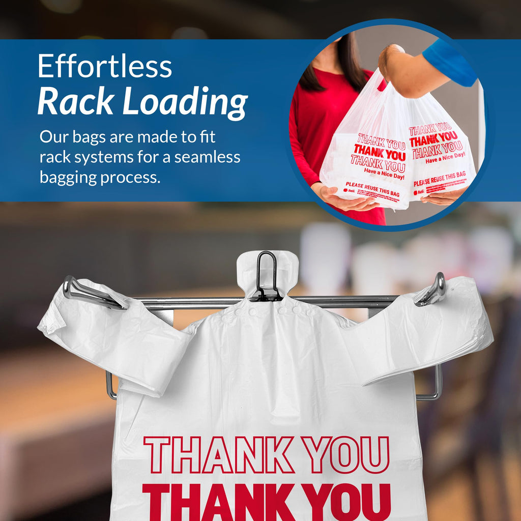 Plastic Bags with Handles | 150 Pack | White